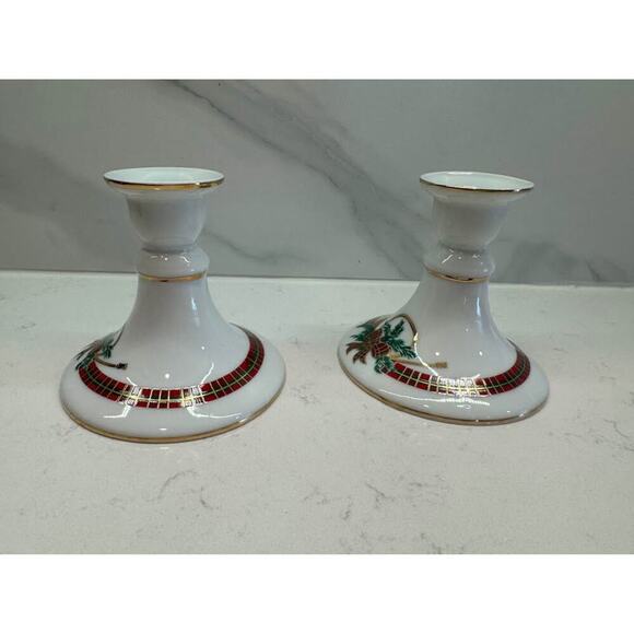 Vintage Georges Briard Christmas 4”Candleholders "The Hunt" - Picture 4 of 7